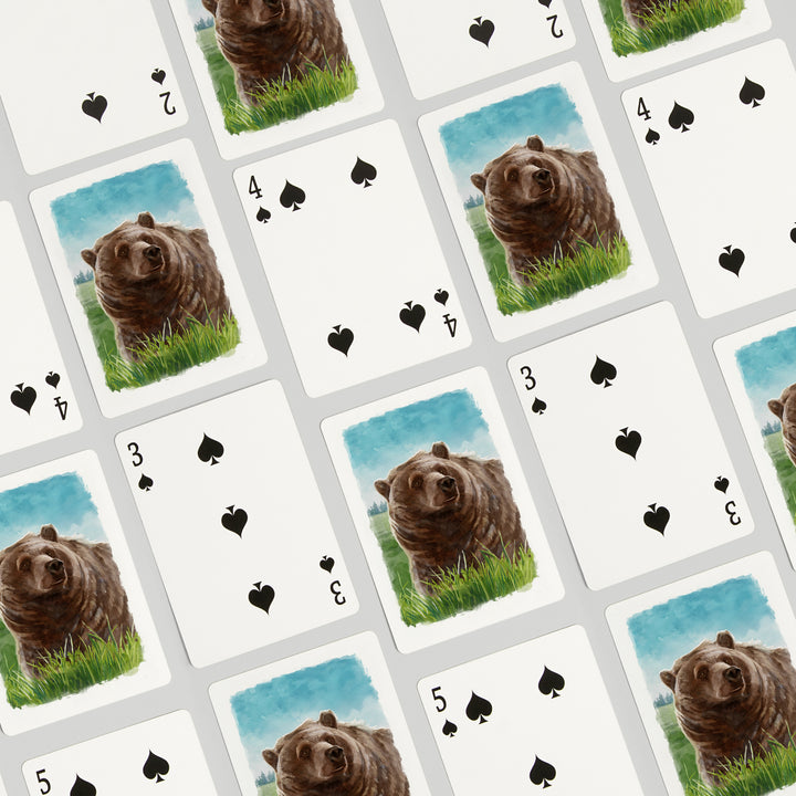 Playing Cards, Watercolor Study, Grizzly Bear, 52 Card Deck with Jokers in Box, Unique Art Cards Lantern Press 