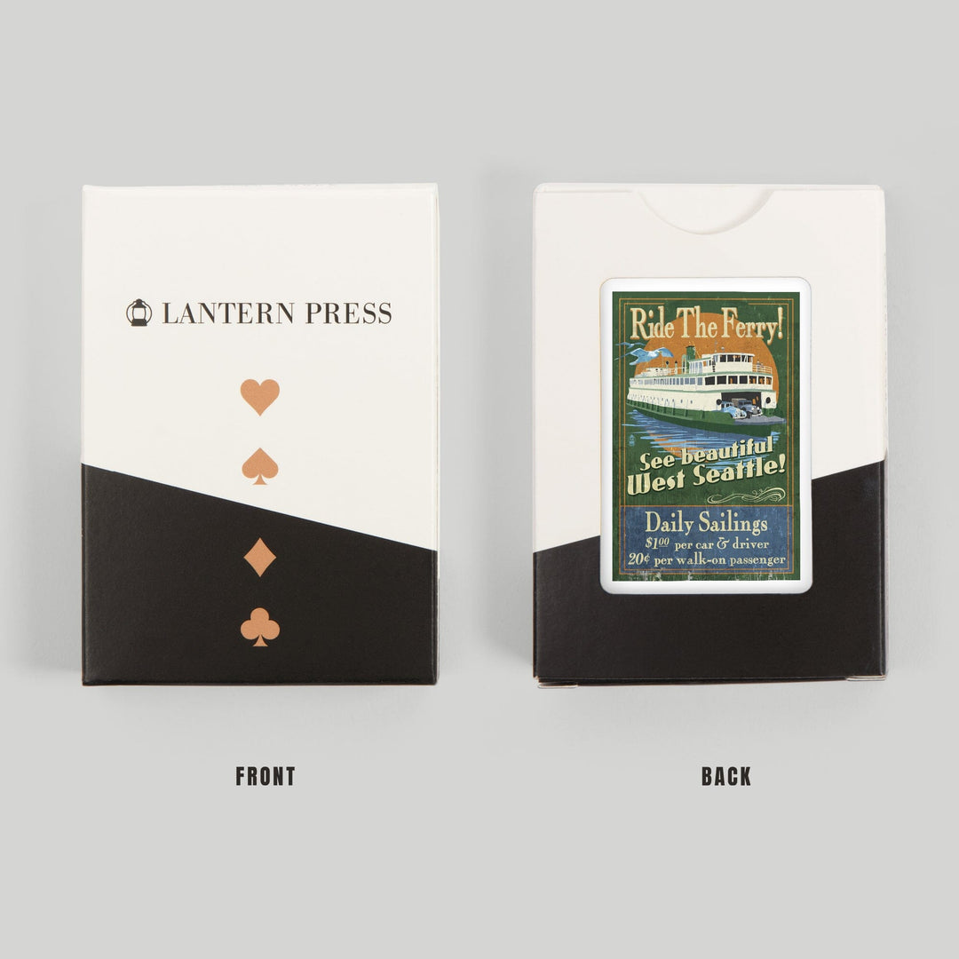 Playing Cards, West Seattle, Ferry Vintage Sign, 52 Card Deck with Jokers in Box, Unique Art Cards Lantern Press 