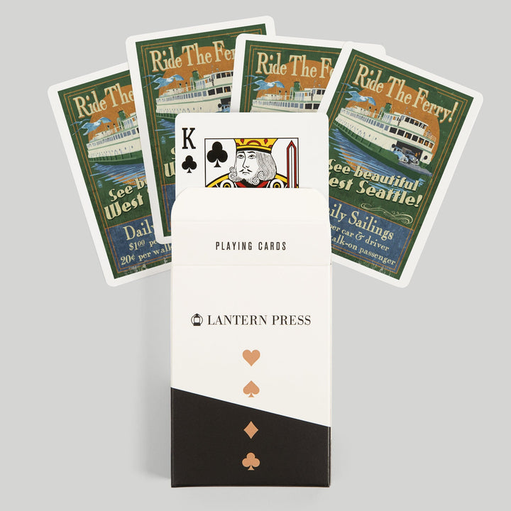Playing Cards, West Seattle, Ferry Vintage Sign, 52 Card Deck with Jokers in Box, Unique Art Cards Lantern Press 