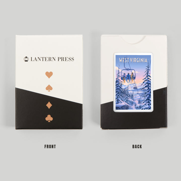 Playing Cards, West Virginia, Chill on the Uphill, Ski Lift, 52 Card Deck with Jokers in Box, Unique Art Cards Lantern Press 