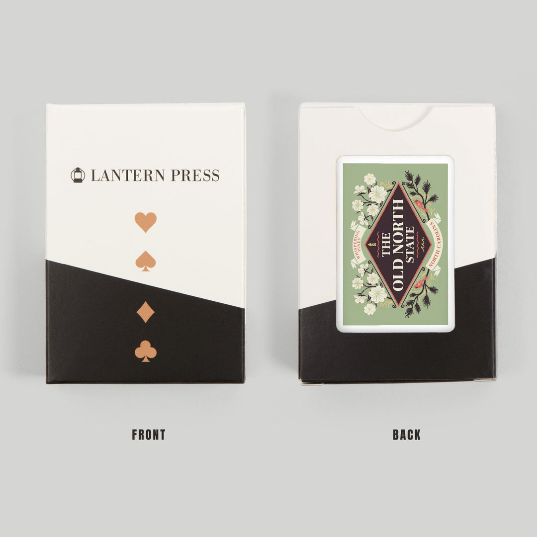 Playing Cards, Whispering Pines, North Carolina, State Motto Crest, State Series, 52 Card Deck with Jokers in Box, Unique Art Cards Lantern Press 