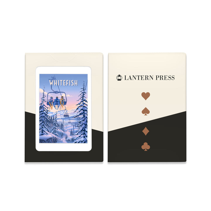 Playing Cards, Whitefish, Montana, Chill on the Uphill, Ski Lift, 52 Card Deck with Jokers in Box, Unique Art Cards Lantern Press 