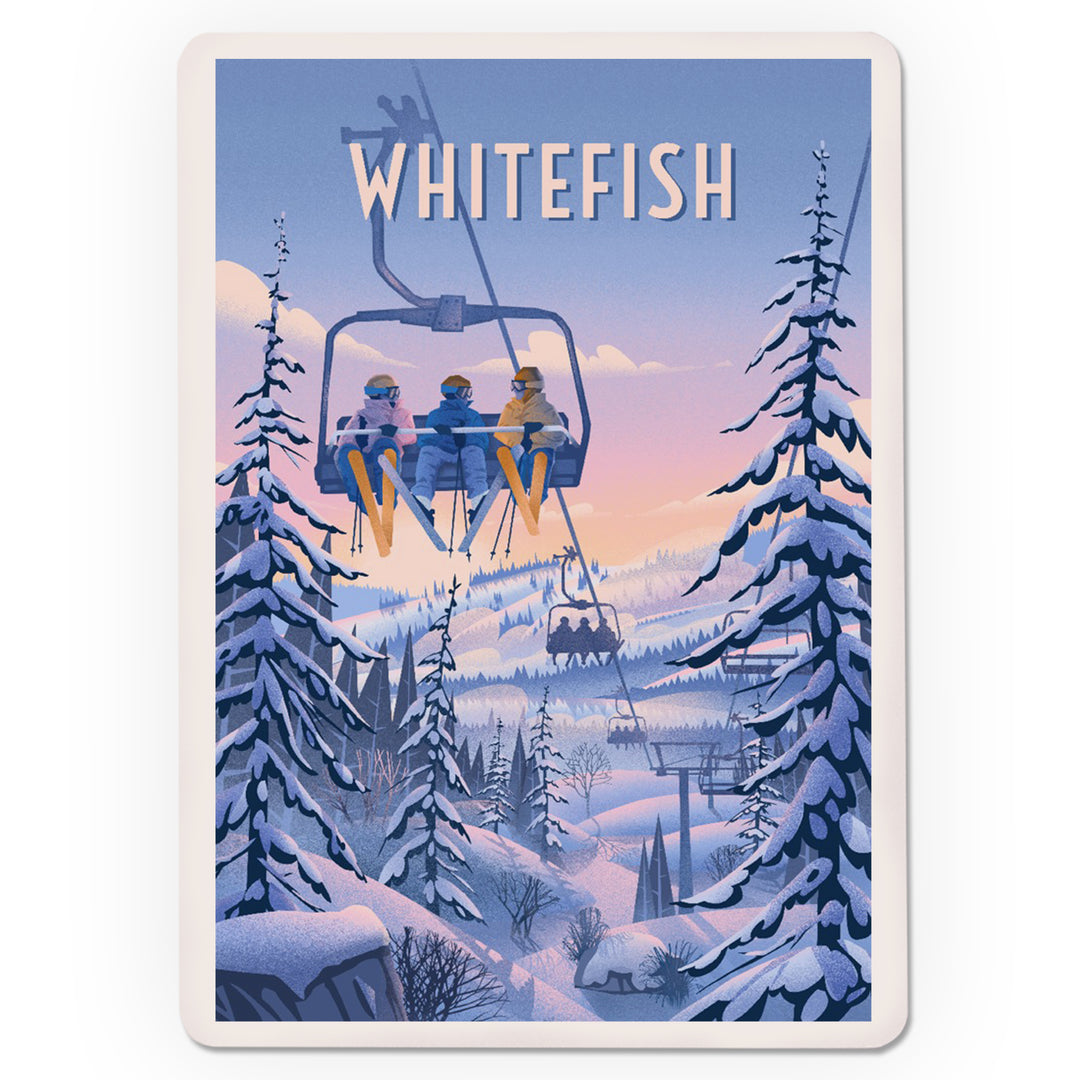Playing Cards, Whitefish, Montana, Chill on the Uphill, Ski Lift, 52 Card Deck with Jokers in Box, Unique Art Cards Lantern Press 