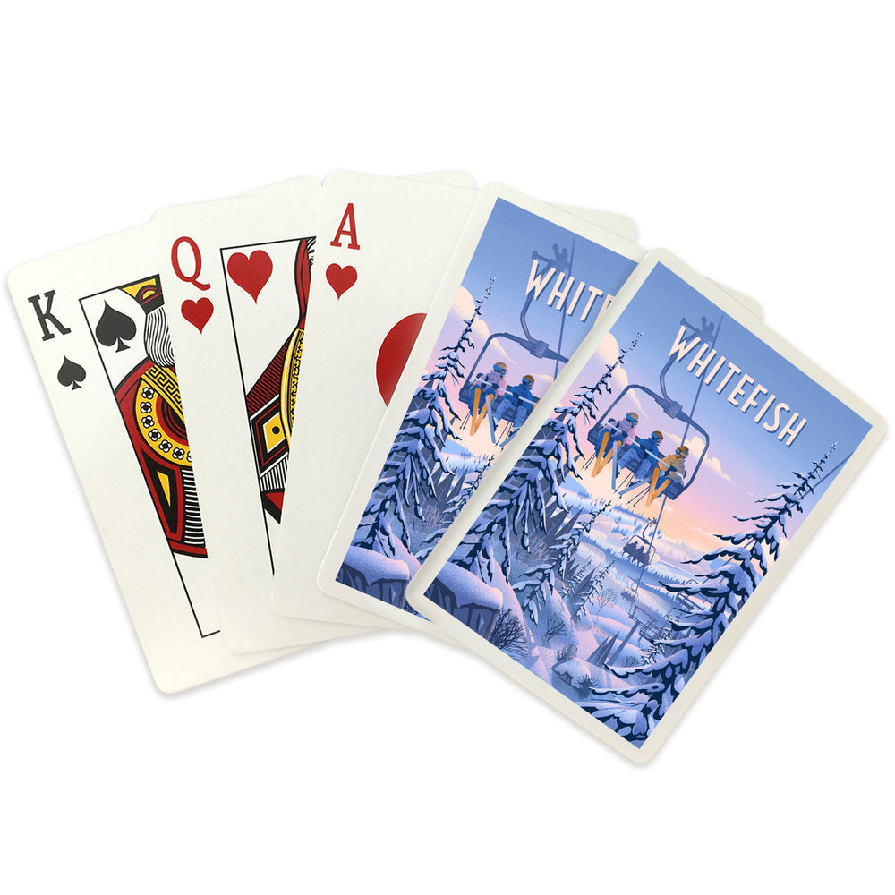 Playing Cards, Whitefish, Montana, Chill on the Uphill, Ski Lift, 52 Card Deck with Jokers in Box, Unique Art Cards Lantern Press 