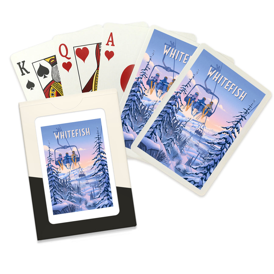 Playing Cards, Whitefish, Montana, Chill on the Uphill, Ski Lift, 52 Card Deck with Jokers in Box, Unique Art Cards Lantern Press 