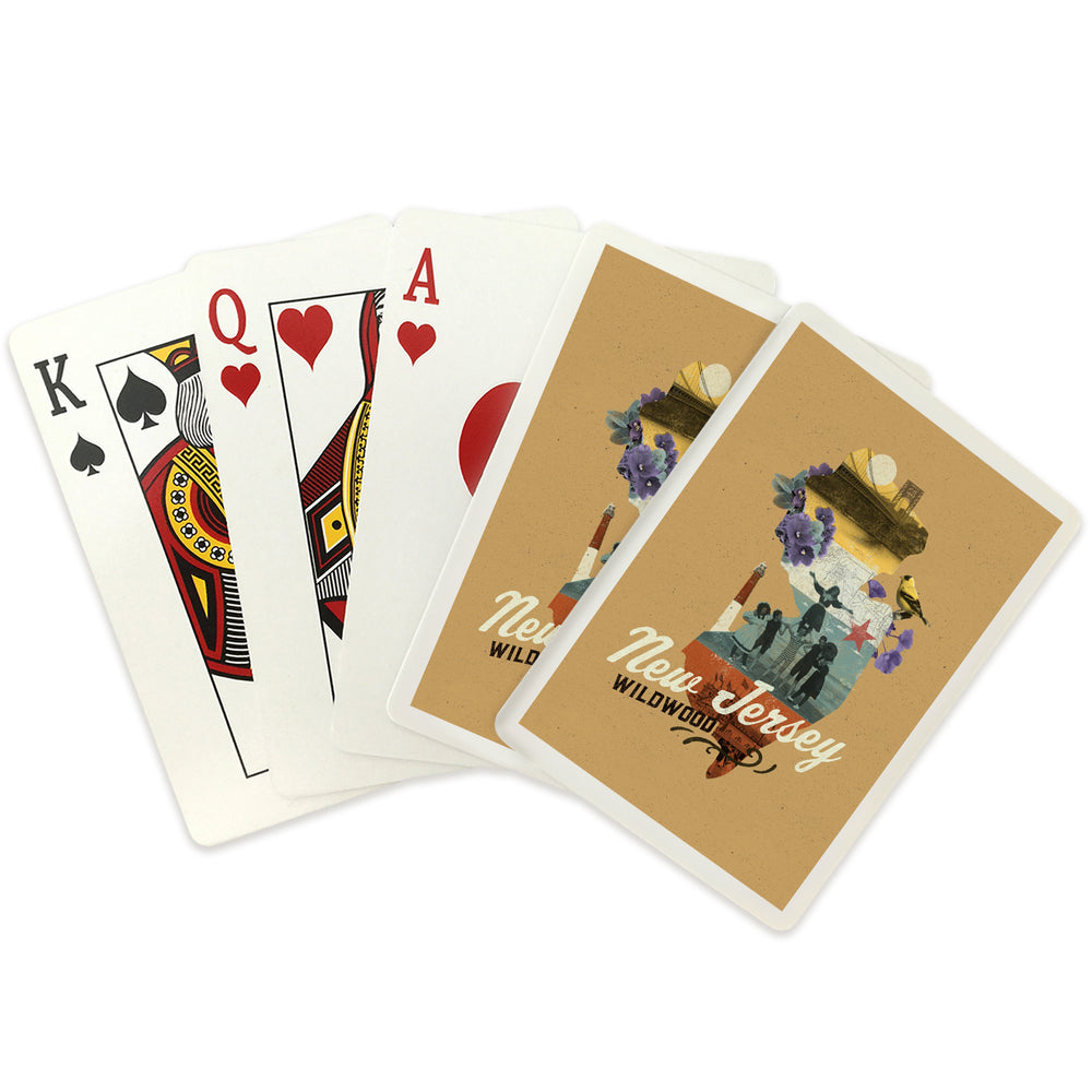 Playing Cards, Wildwood, New Jersey, State Photomontage, State Series, 52 Card Deck with Jokers in Box, Unique Art Cards Lantern Press 