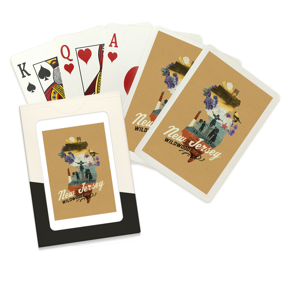 Playing Cards, Wildwood, New Jersey, State Photomontage, State Series, 52 Card Deck with Jokers in Box, Unique Art Cards Lantern Press 