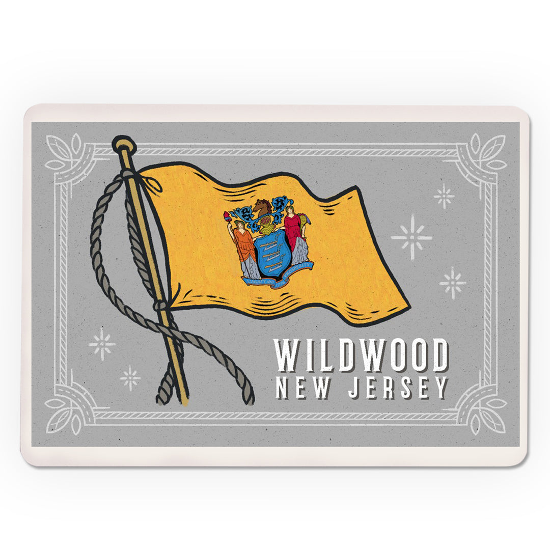 Playing Cards, Wildwood, New Jersey, Waving State Flag, State Series, 52 Card Deck with Jokers in Box, Unique Art Cards Lantern Press 