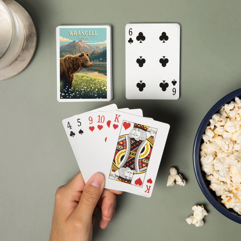 Playing Cards, Wrangell, Alaska, Painterly, Bear, 52 Card Deck with Jokers in Box, Unique Art Cards Lantern Press 
