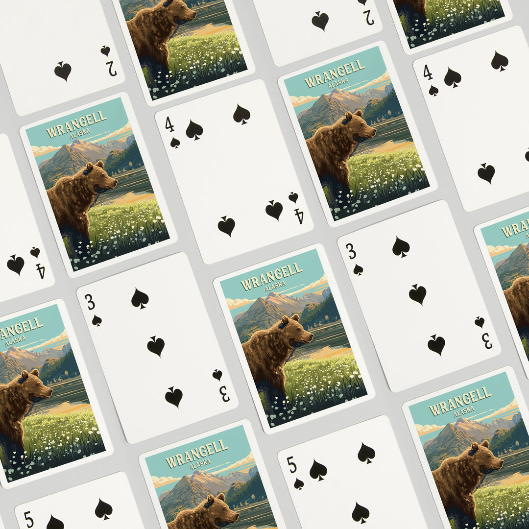 Playing Cards, Wrangell, Alaska, Painterly, Bear, 52 Card Deck with Jokers in Box, Unique Art Cards Lantern Press 