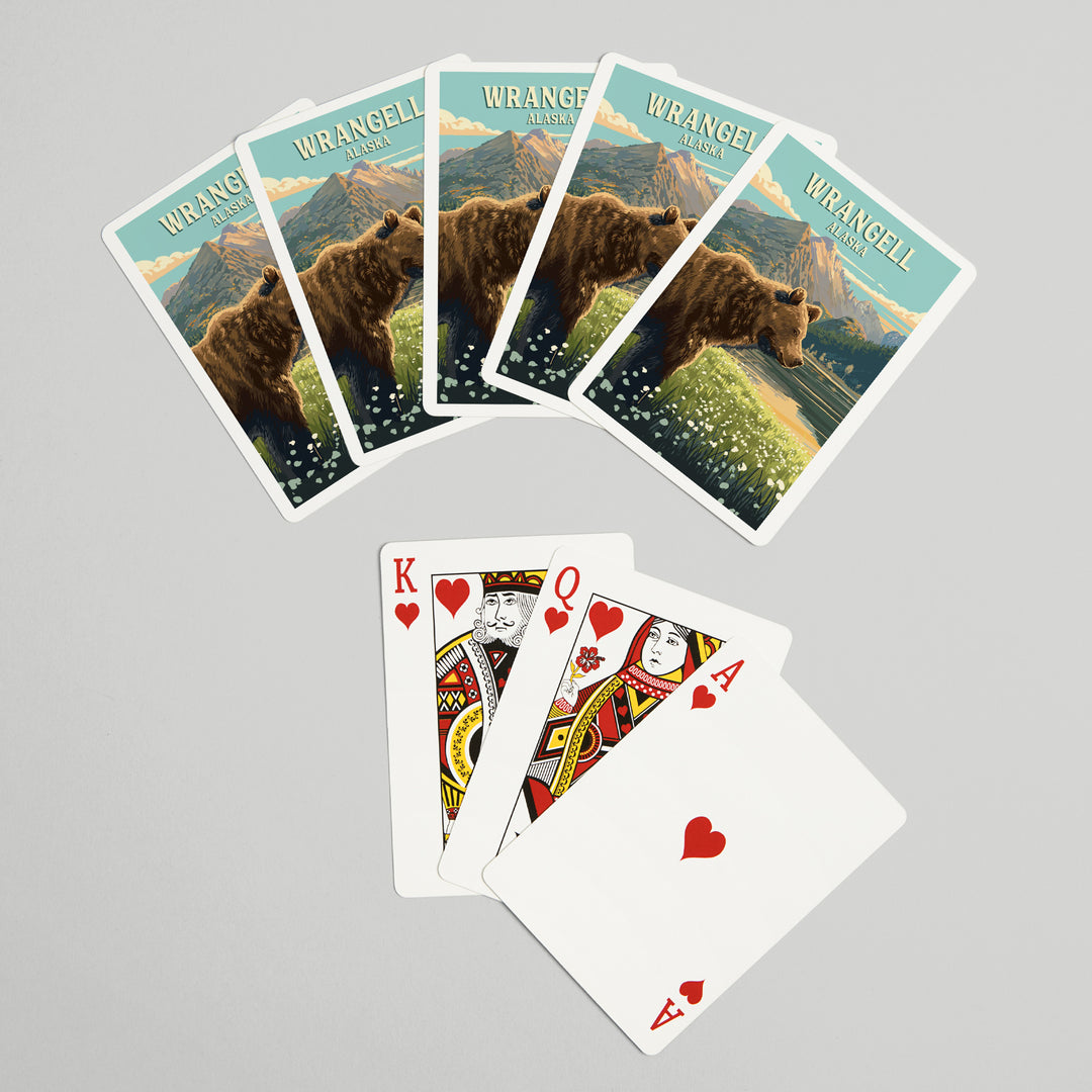 Playing Cards, Wrangell, Alaska, Painterly, Bear, 52 Card Deck with Jokers in Box, Unique Art Cards Lantern Press 