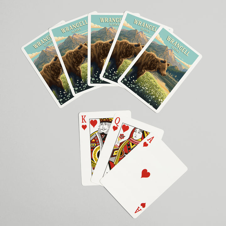 Playing Cards, Wrangell, Alaska, Painterly, Bear, 52 Card Deck with Jokers in Box, Unique Art Cards Lantern Press 