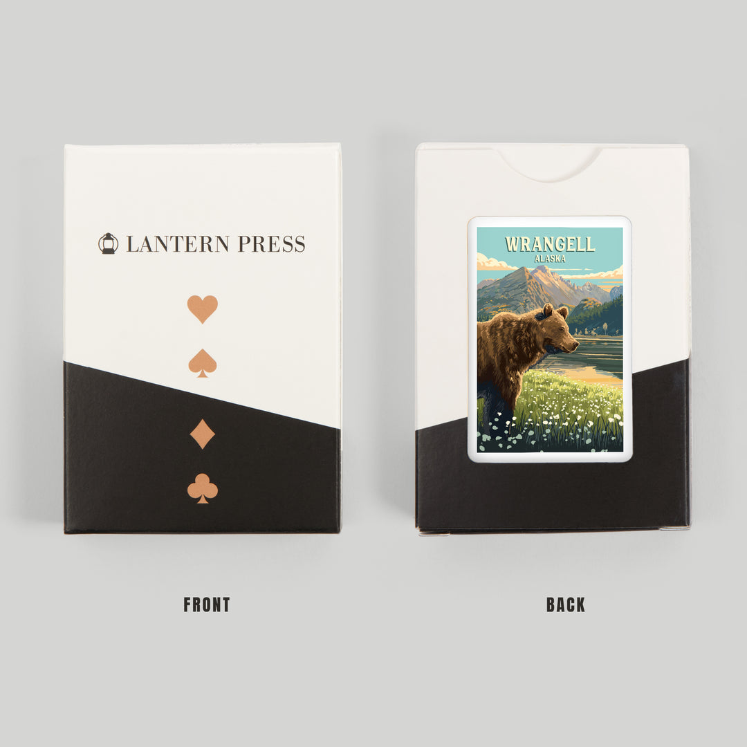 Playing Cards, Wrangell, Alaska, Painterly, Bear, 52 Card Deck with Jokers in Box, Unique Art Cards Lantern Press 