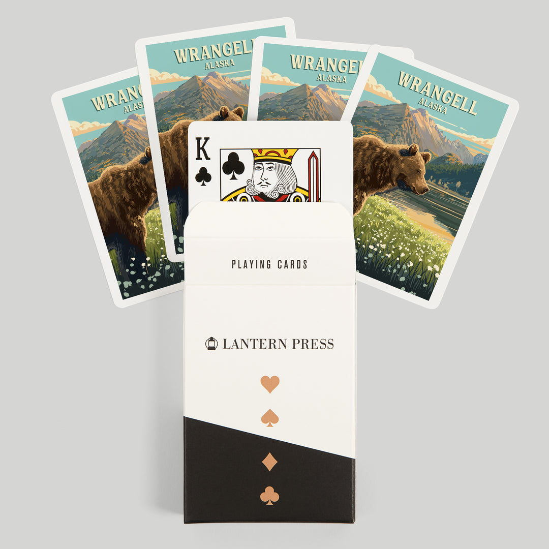 Playing Cards, Wrangell, Alaska, Painterly, Bear, 52 Card Deck with Jokers in Box, Unique Art Cards Lantern Press 
