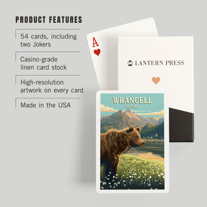 Playing Cards, Wrangell, Alaska, Painterly, Bear, 52 Card Deck with Jokers in Box, Unique Art Cards Lantern Press 
