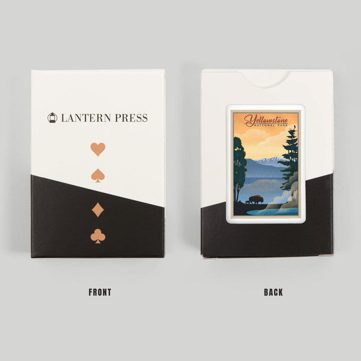 Playing Cards, Yellowstone National Park, Bison and Lake, Lithograph National Park Series, 52 Card Deck with Jokers in Box, Unique Art Cards Lantern Press 