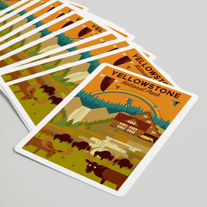 Playing Cards, Yellowstone National Park, Geometric Experience Collection, Lodge, 52 Card Deck with Jokers in Box, Unique Art Cards Lantern Press 