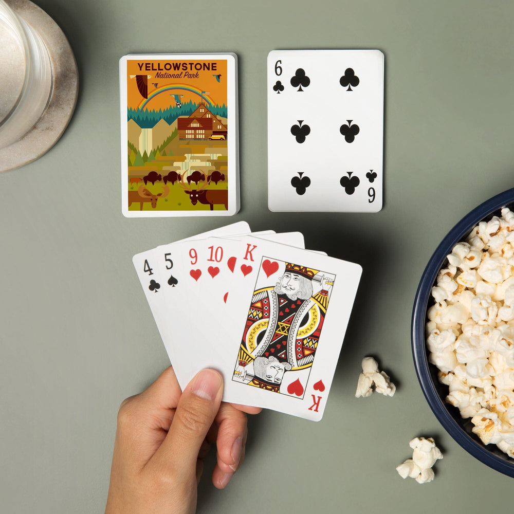 Playing Cards, Yellowstone National Park, Geometric Experience Collection, Lodge, 52 Card Deck with Jokers in Box, Unique Art Cards Lantern Press 