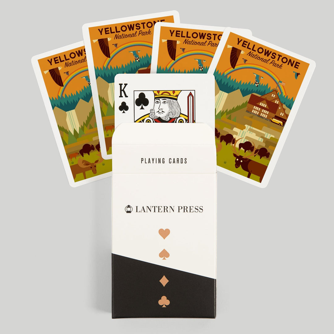 Playing Cards, Yellowstone National Park, Geometric Experience Collection, Lodge, 52 Card Deck with Jokers in Box, Unique Art Cards Lantern Press 