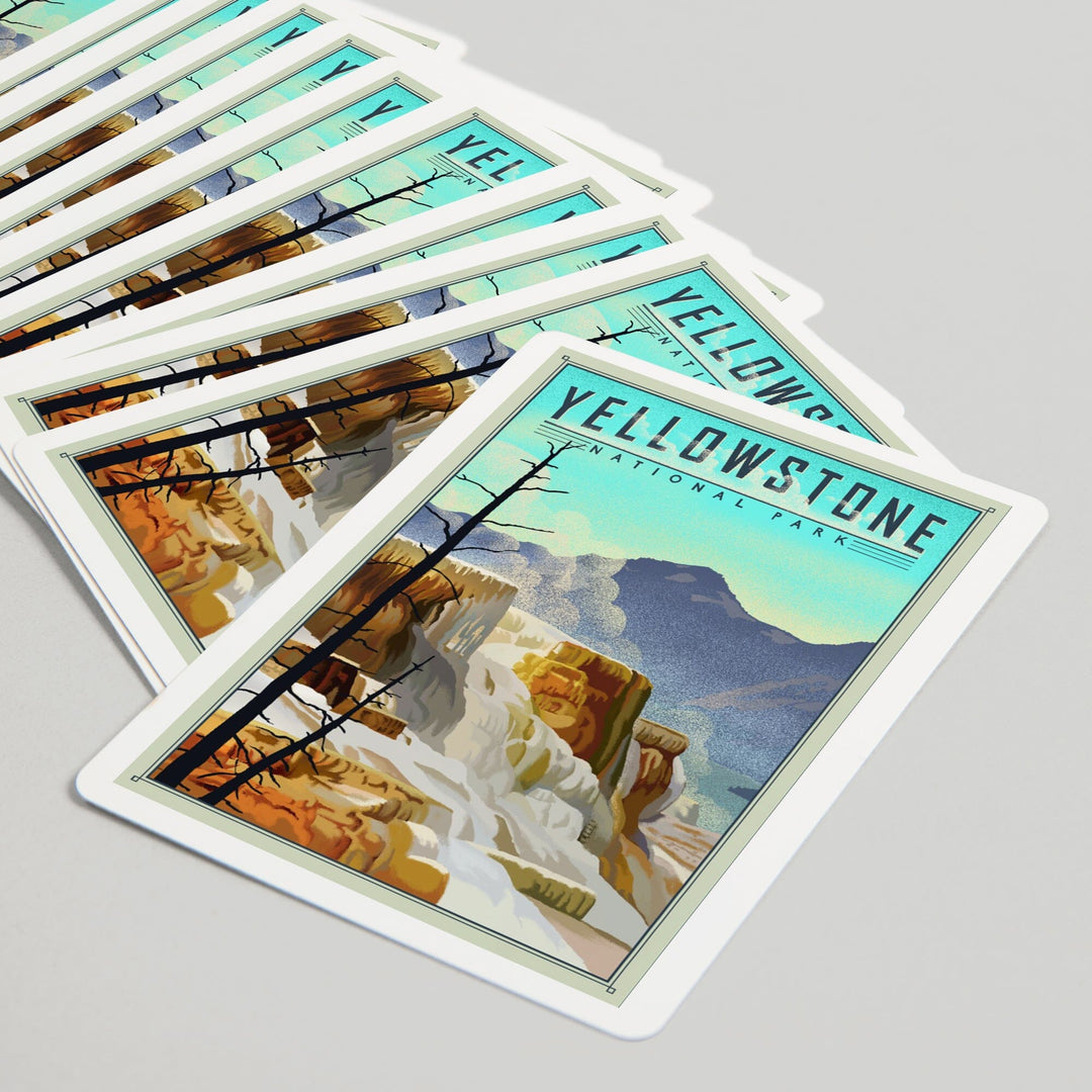 Playing Cards, Yellowstone National Park, Mammoth Hot Springs, Lithograph National Park Series, 52 Card Deck with Jokers in Box, Unique Art Cards Lantern Press 