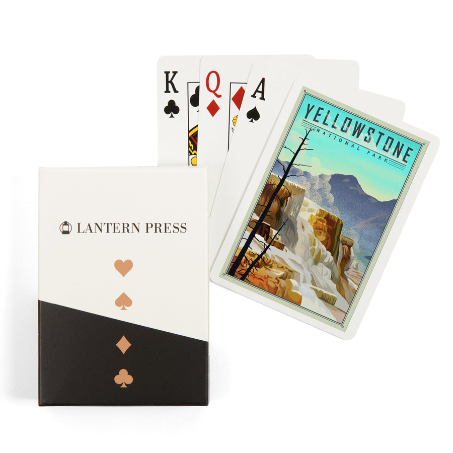 Playing Cards, Yellowstone National Park, Mammoth Hot Springs, Lithograph National Park Series, 52 Card Deck with Jokers in Box, Unique Art Cards Lantern Press 