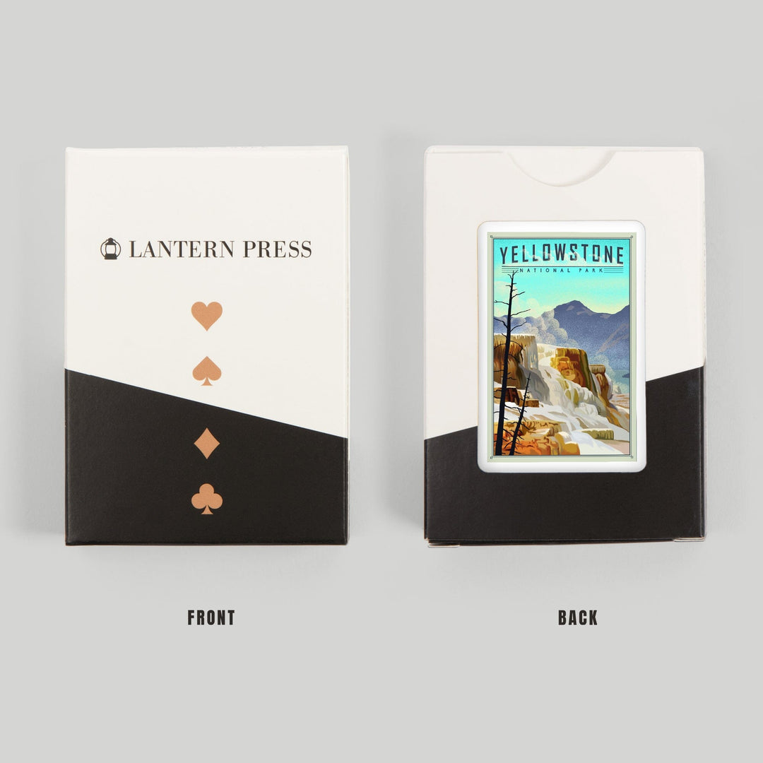 Playing Cards, Yellowstone National Park, Mammoth Hot Springs, Lithograph National Park Series, 52 Card Deck with Jokers in Box, Unique Art Cards Lantern Press 
