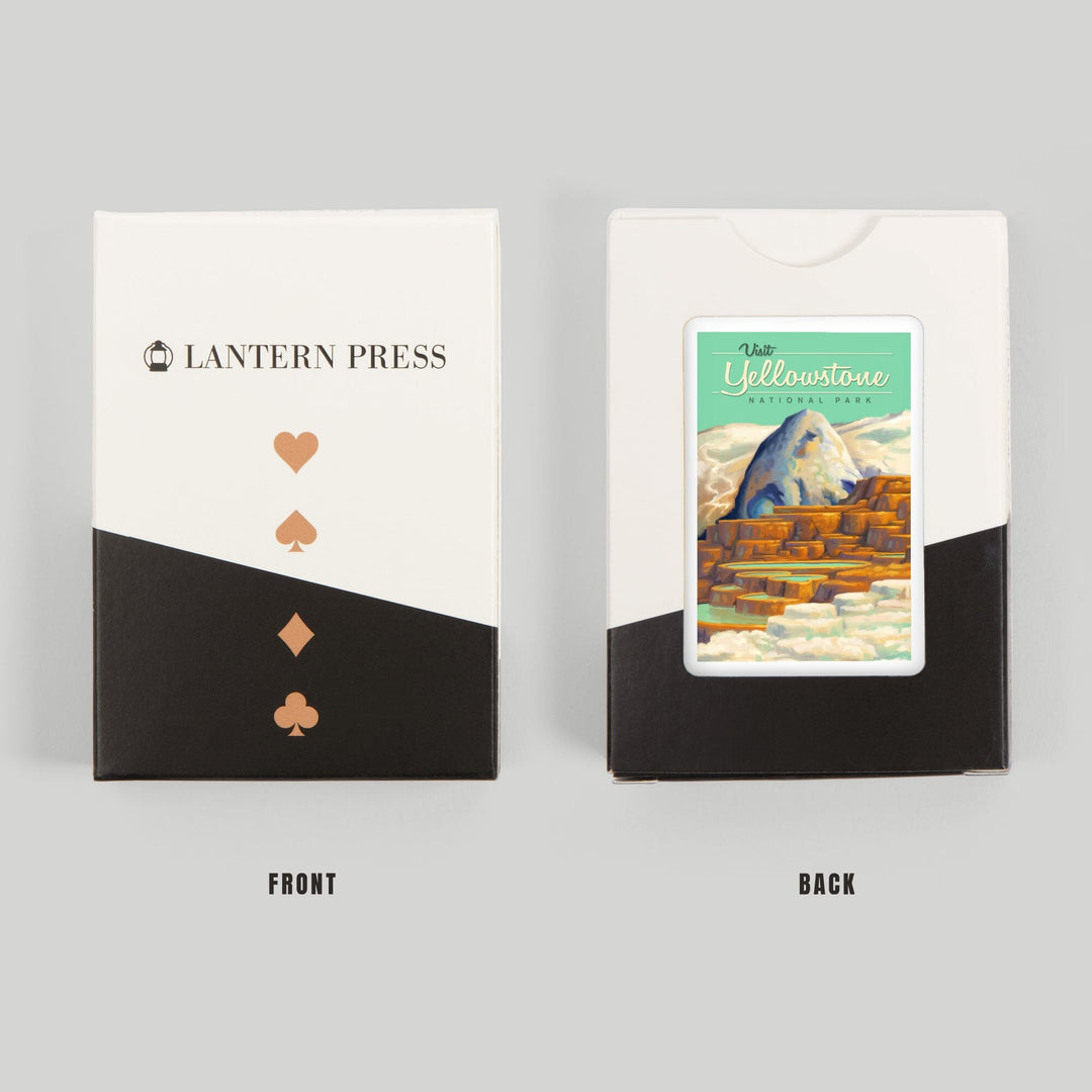 Playing Cards, Yellowstone National Park, Oil Painting, Mammoth Geyser, 52 Card Deck with Jokers in Box, Unique Art Cards Lantern Press 