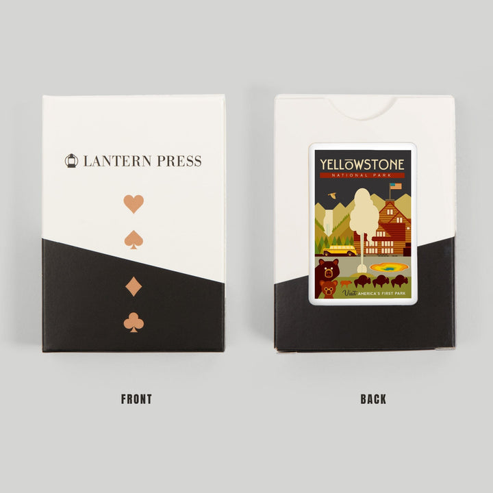 Playing Cards, Yellowstone National Park, WY, Geometric, 52 Card Deck with Jokers in Box, Unique Art Cards Lantern Press 
