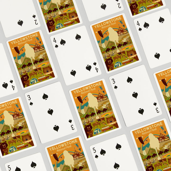 Playing Cards, Yellowstone National Park, Wyoming, Geometric National Park Series, 52 Card Deck with Jokers in Box, Unique Art Cards Lantern Press 