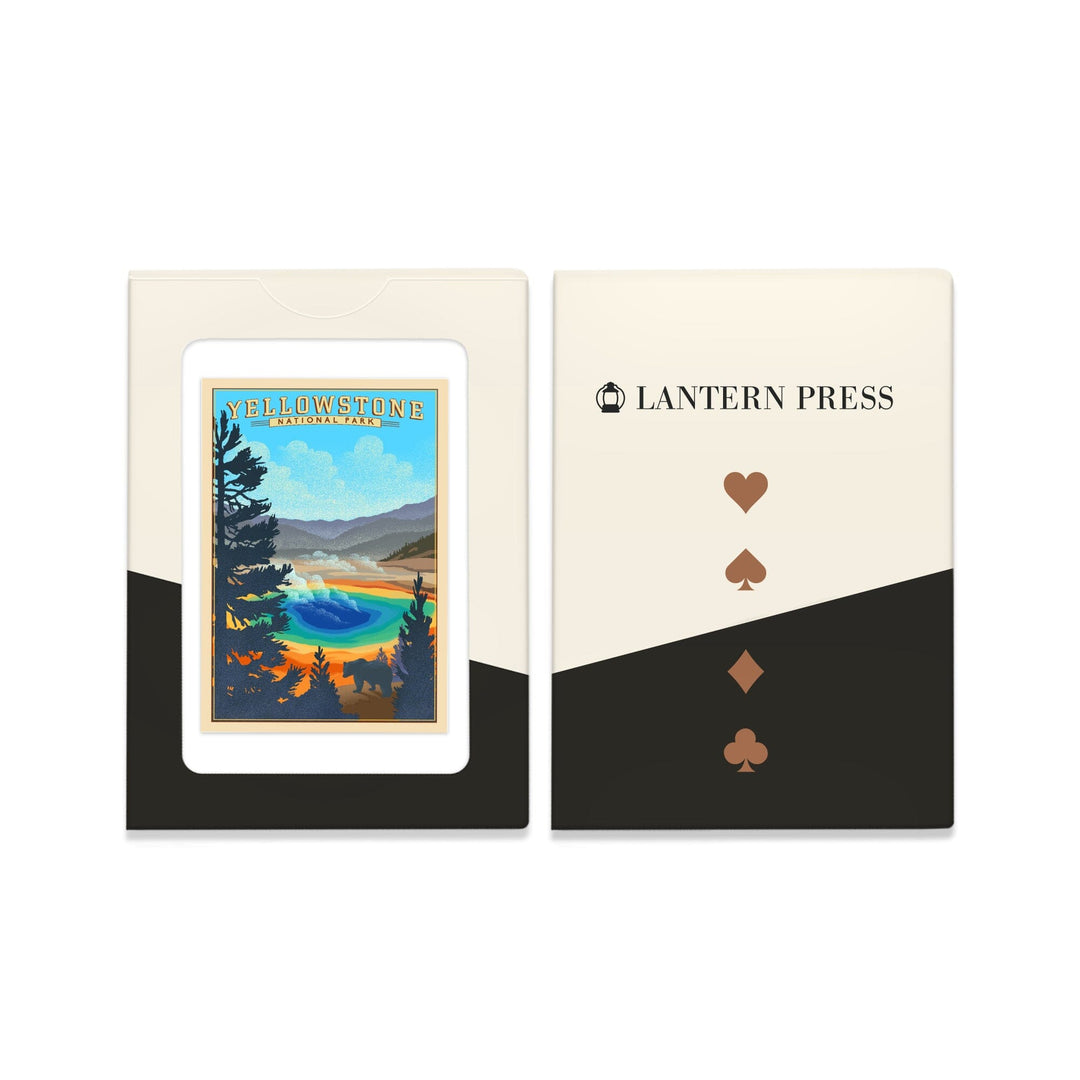 Playing Cards, Yellowstone National Park, Wyoming, Grand Prismatic Spring, Lithograph, 52 Card Deck with Jokers in Box, Unique Art Cards Lantern Press 