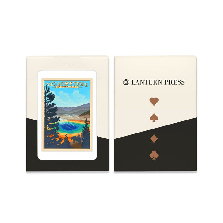 Playing Cards, Yellowstone National Park, Wyoming, Grand Prismatic Spring, Lithograph, 52 Card Deck with Jokers in Box, Unique Art Cards Lantern Press 