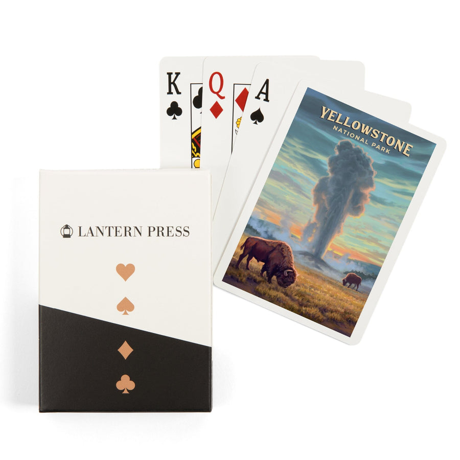 Playing Cards, Yellowstone National Park, Wyoming, Oil Painting, Old Faithful Eruption, 52 Card Deck with Jokers in Box, Unique Art Cards Lantern Press 