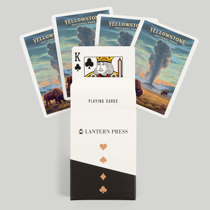 Playing Cards, Yellowstone National Park, Wyoming, Oil Painting, Old Faithful Eruption, 52 Card Deck with Jokers in Box, Unique Art Cards Lantern Press 
