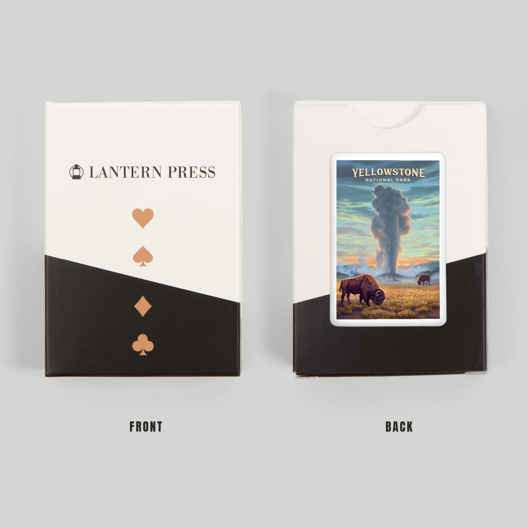 Playing Cards, Yellowstone National Park, Wyoming, Oil Painting, Old Faithful Eruption, 52 Card Deck with Jokers in Box, Unique Art Cards Lantern Press 