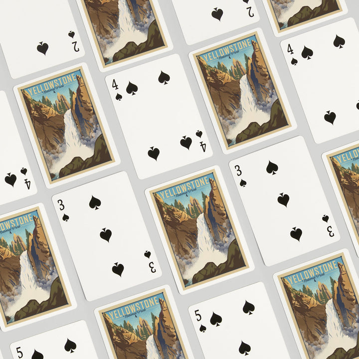 Playing Cards, Yellowstone National Park, Wyoming, Tower Falls, Lithograph National Park Series, 52 Card Deck with Jokers in Box, Unique Art Cards Lantern Press 