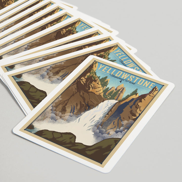 Playing Cards, Yellowstone National Park, Wyoming, Tower Falls, Lithograph National Park Series, 52 Card Deck with Jokers in Box, Unique Art Cards Lantern Press 
