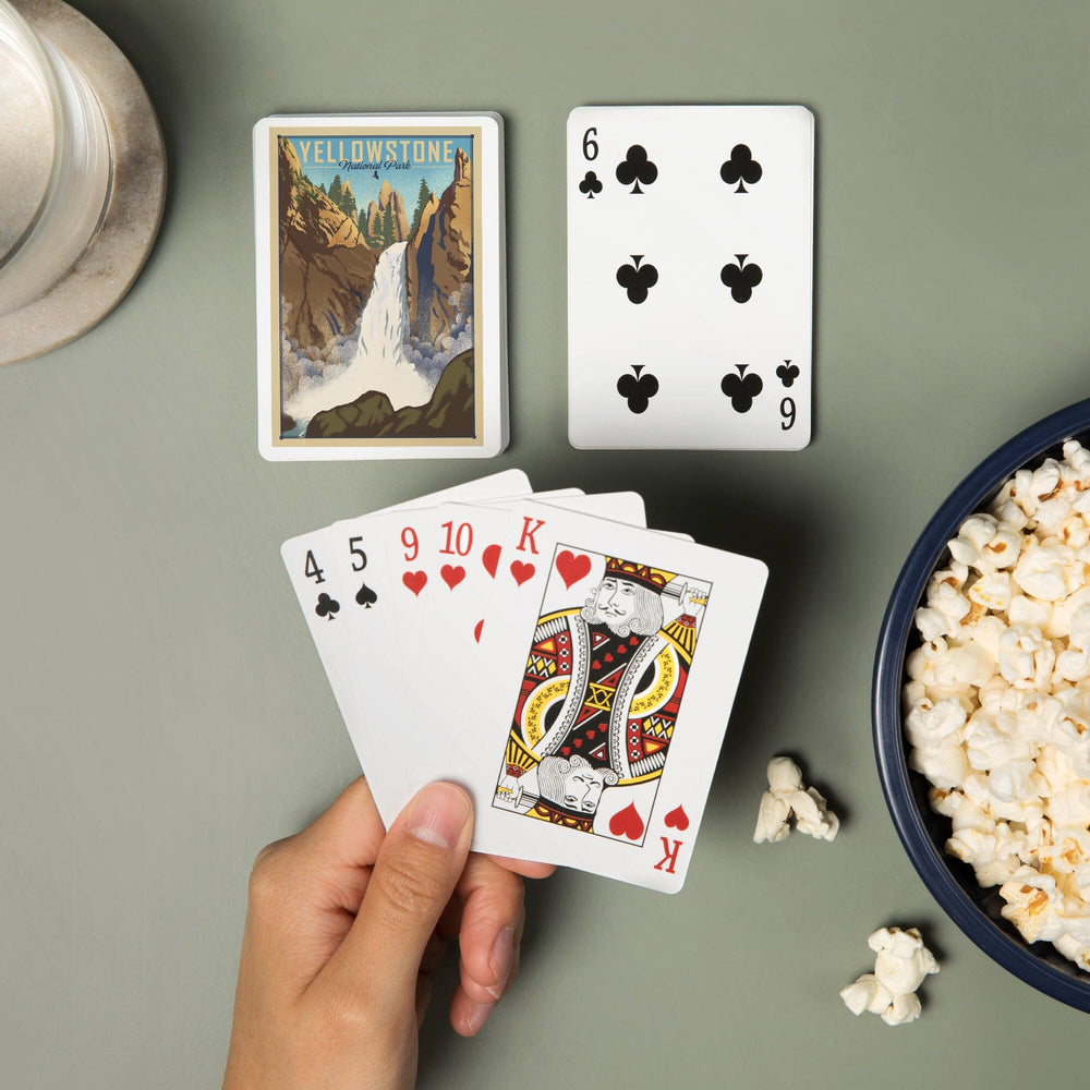 Playing Cards, Yellowstone National Park, Wyoming, Tower Falls, Lithograph National Park Series, 52 Card Deck with Jokers in Box, Unique Art Cards Lantern Press 