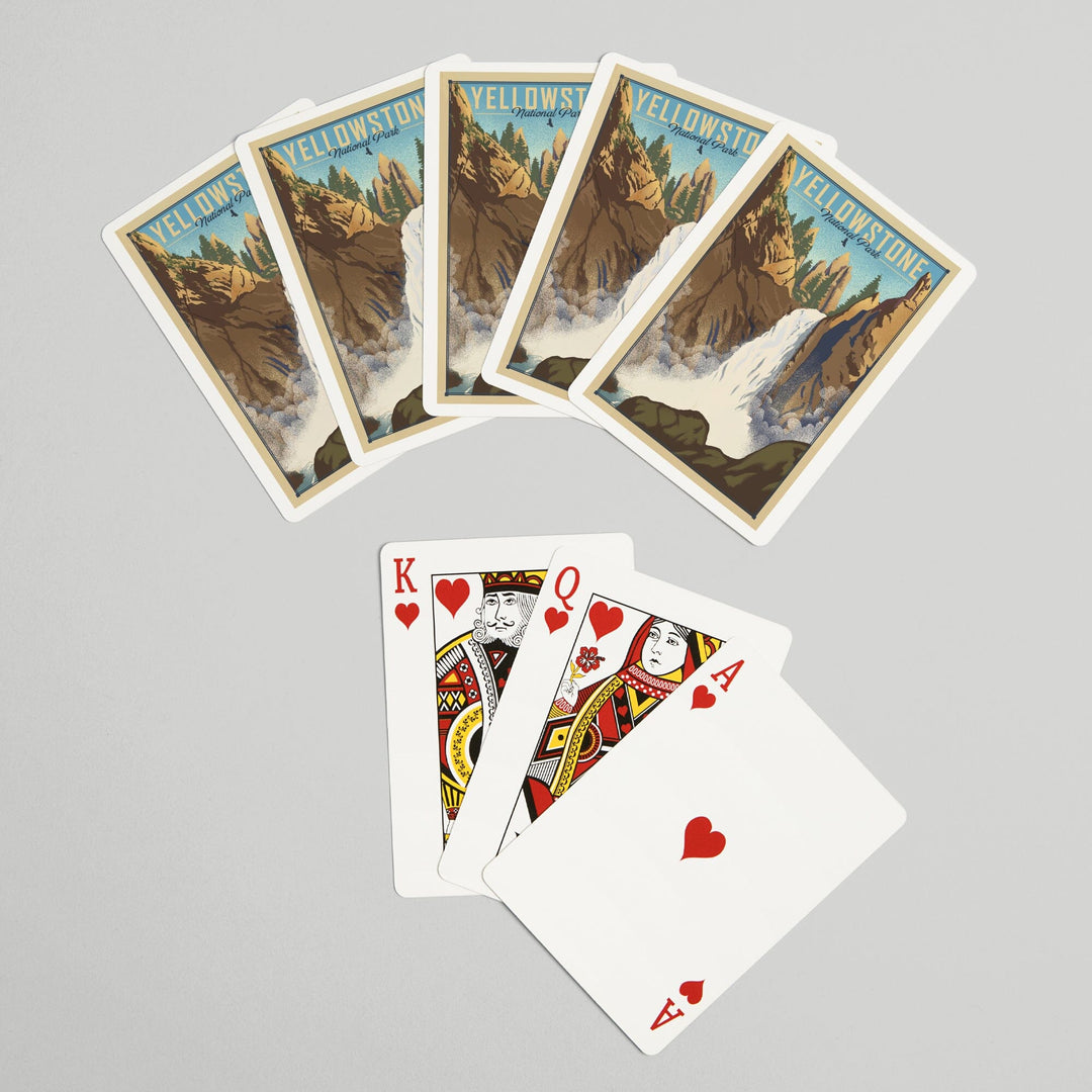 Playing Cards, Yellowstone National Park, Wyoming, Tower Falls, Lithograph National Park Series, 52 Card Deck with Jokers in Box, Unique Art Cards Lantern Press 