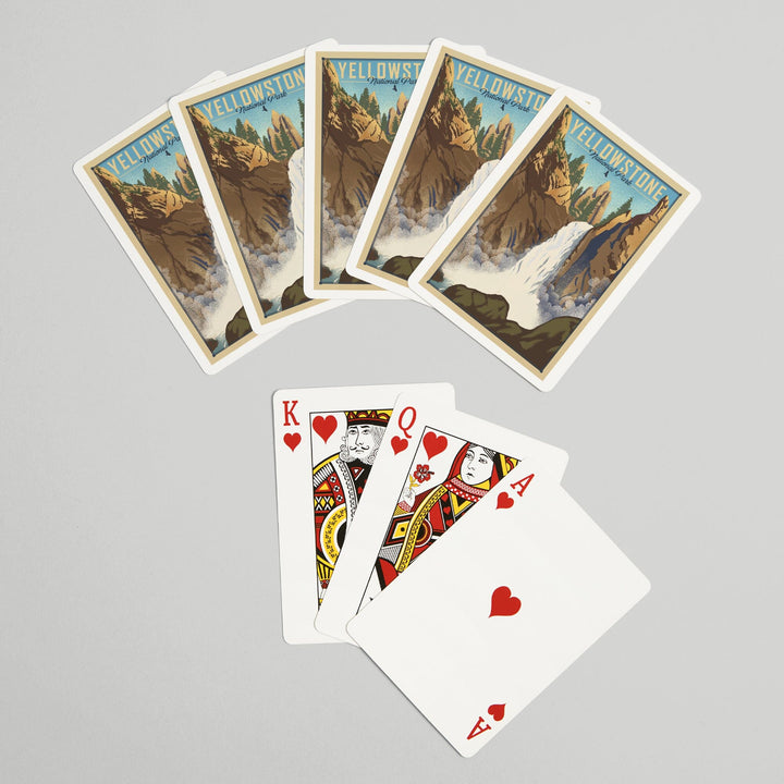 Playing Cards, Yellowstone National Park, Wyoming, Tower Falls, Lithograph National Park Series, 52 Card Deck with Jokers in Box, Unique Art Cards Lantern Press 