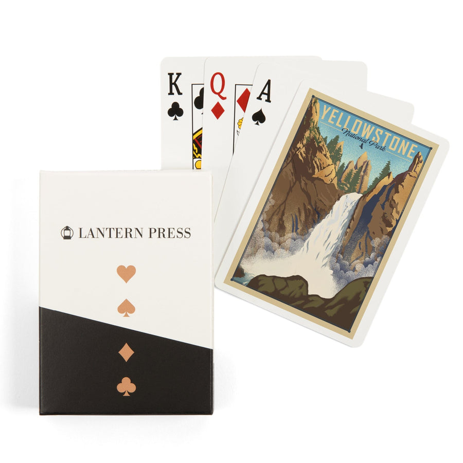 Playing Cards, Yellowstone National Park, Wyoming, Tower Falls, Lithograph National Park Series, 52 Card Deck with Jokers in Box, Unique Art Cards Lantern Press 