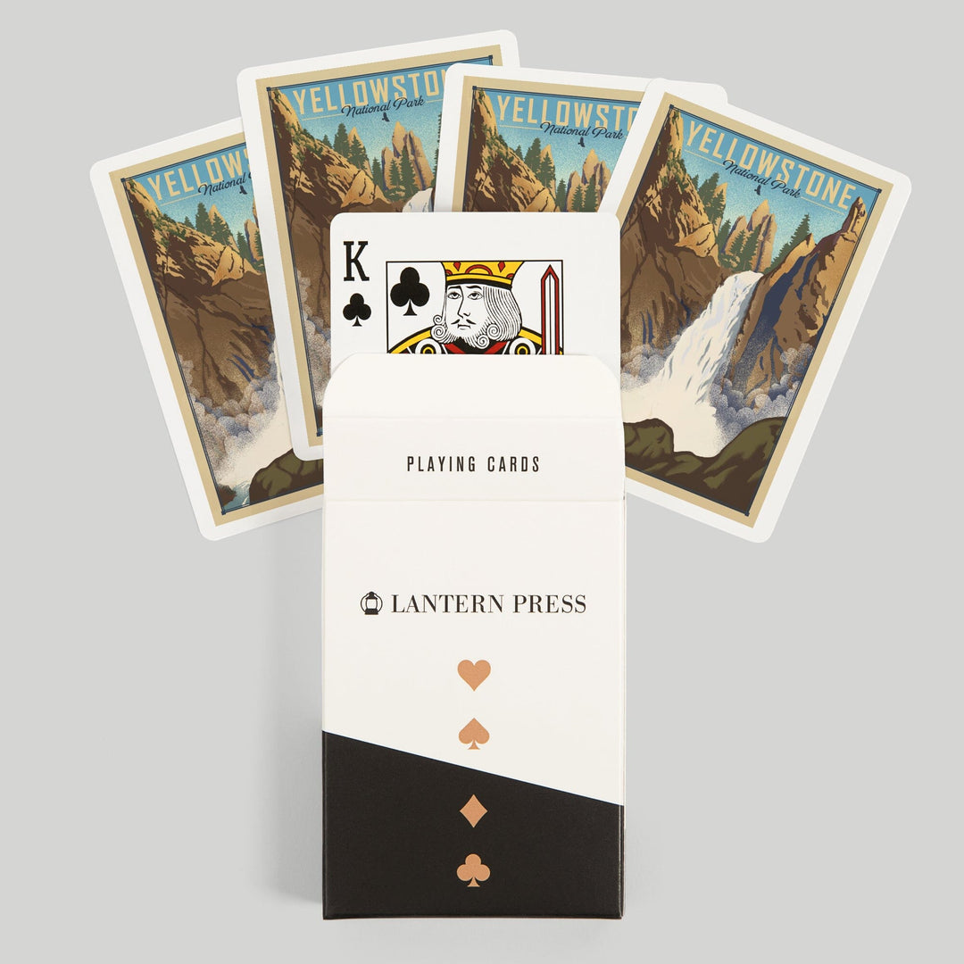 Playing Cards, Yellowstone National Park, Wyoming, Tower Falls, Lithograph National Park Series, 52 Card Deck with Jokers in Box, Unique Art Cards Lantern Press 