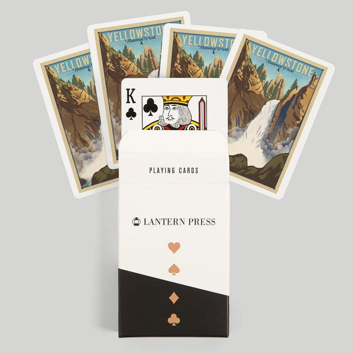 Playing Cards, Yellowstone National Park, Wyoming, Tower Falls, Lithograph National Park Series, 52 Card Deck with Jokers in Box, Unique Art Cards Lantern Press 
