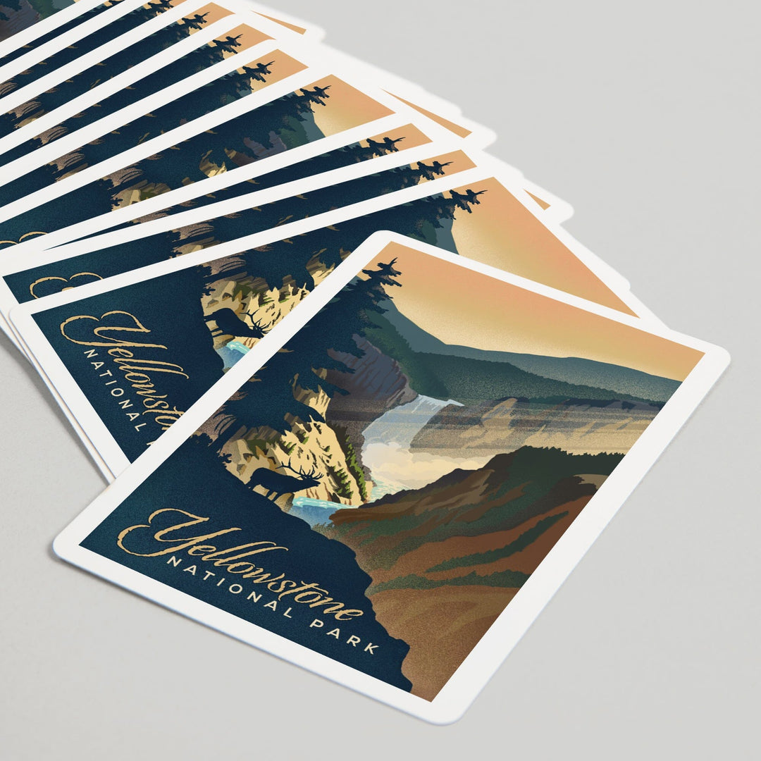 Playing Cards, Yellowstone National Park, Yellowstone Falls, Lithograph, 52 Card Deck with Jokers in Box, Unique Art Cards Lantern Press 