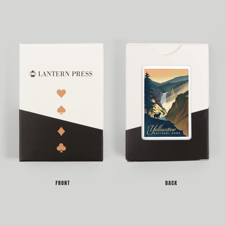 Playing Cards, Yellowstone National Park, Yellowstone Falls, Lithograph, 52 Card Deck with Jokers in Box, Unique Art Cards Lantern Press 