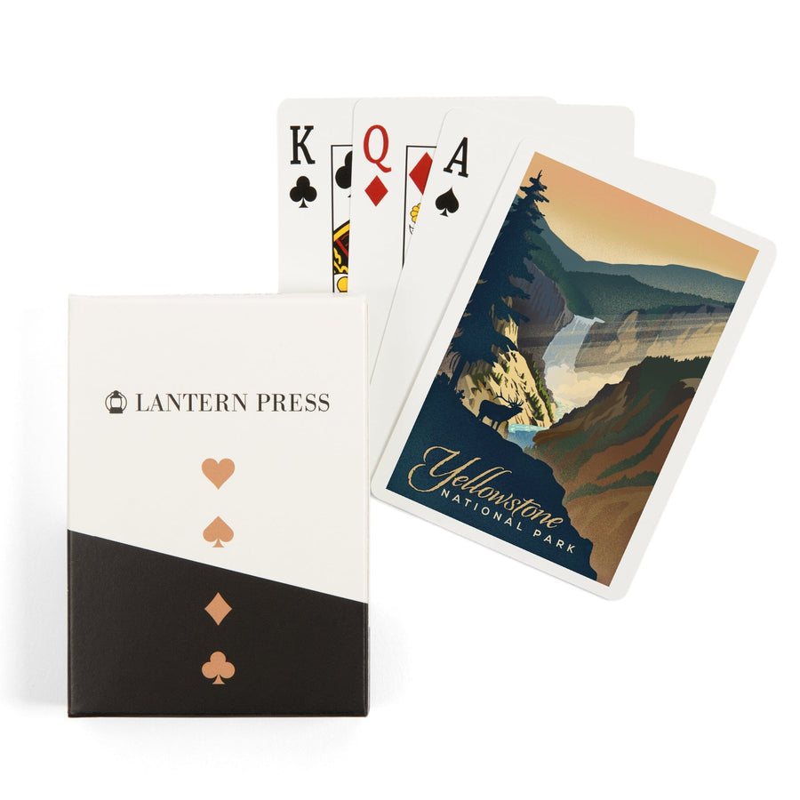 Playing Cards, Yellowstone National Park, Yellowstone Falls, Lithograph, 52 Card Deck with Jokers in Box, Unique Art Cards Lantern Press 