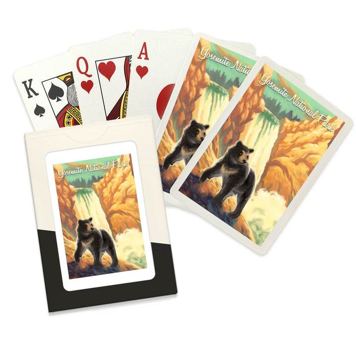 Playing Cards, Yosemite National Park, California, Black Bear, Falls, Oil Painting, 52 Card Deck with Jokers in Box, Unique Art Cards Lantern Press 