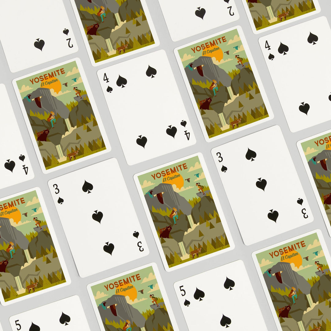 Playing Cards, Yosemite National Park, California, El Capitan, Geometric National Park Series, 52 Card Deck with Jokers in Box, Unique Art Cards Lantern Press 