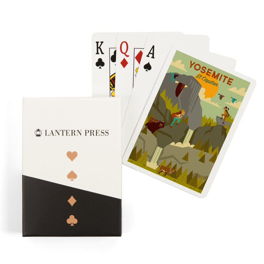 Playing Cards, Yosemite National Park, California, El Capitan, Geometric National Park Series, 52 Card Deck with Jokers in Box, Unique Art Cards Lantern Press 