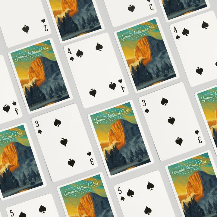 Playing Cards, Yosemite National Park, California, El Capitan, Oil Painting, 52 Card Deck with Jokers in Box, Unique Art Cards Lantern Press 