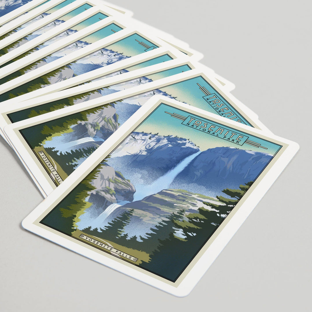 Playing Cards, Yosemite National Park, California, Falls, Lithograph National Park Series, 52 Card Deck with Jokers in Box, Unique Art Cards Lantern Press 